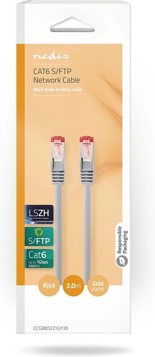 Nedis CAT6 Netwerkkabel CCGL85221GY20 - 2m - Grijs