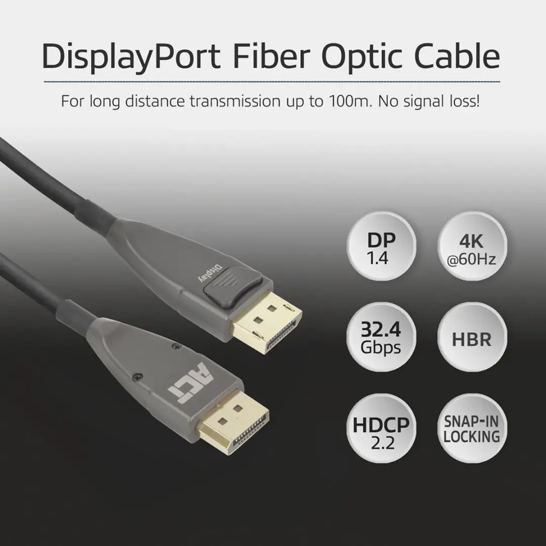 ACT AK4038 DisplayPort Active Optical Kabel - Zwart
