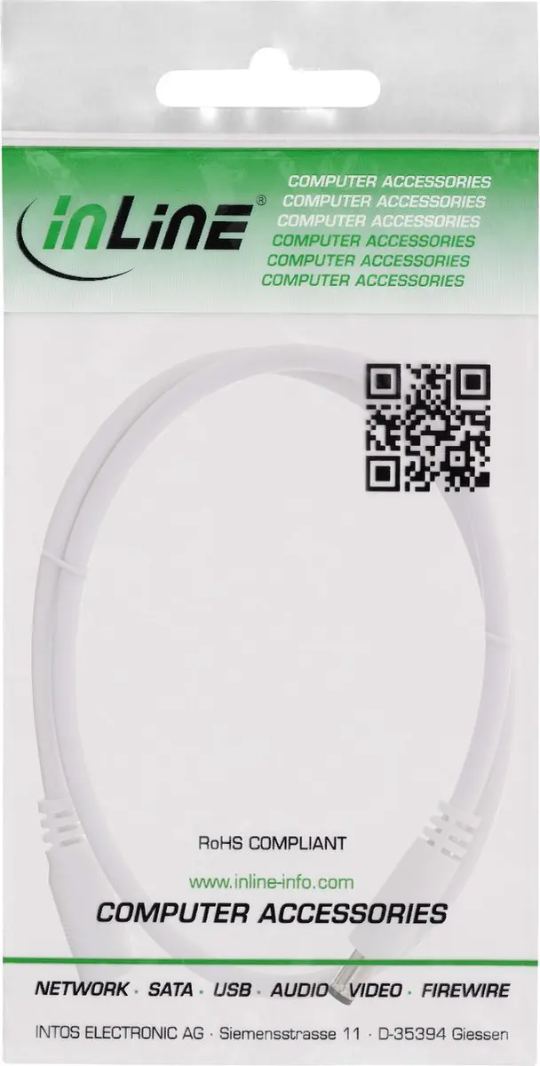 InLine DC Verlengkabel 5m - 5,5x2,5mm 140W AWG18 Wit