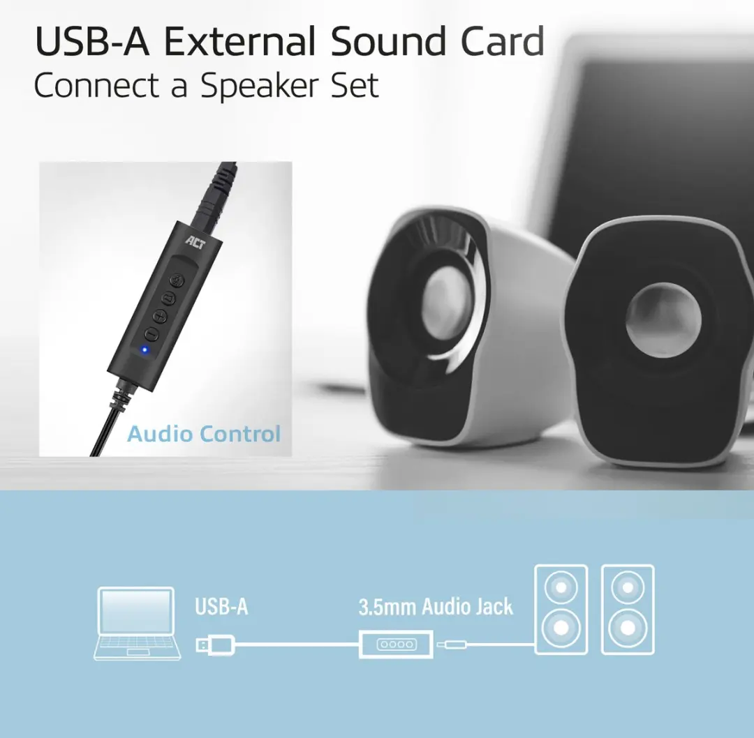 ACT USB-A externe geluidskaart AC9360