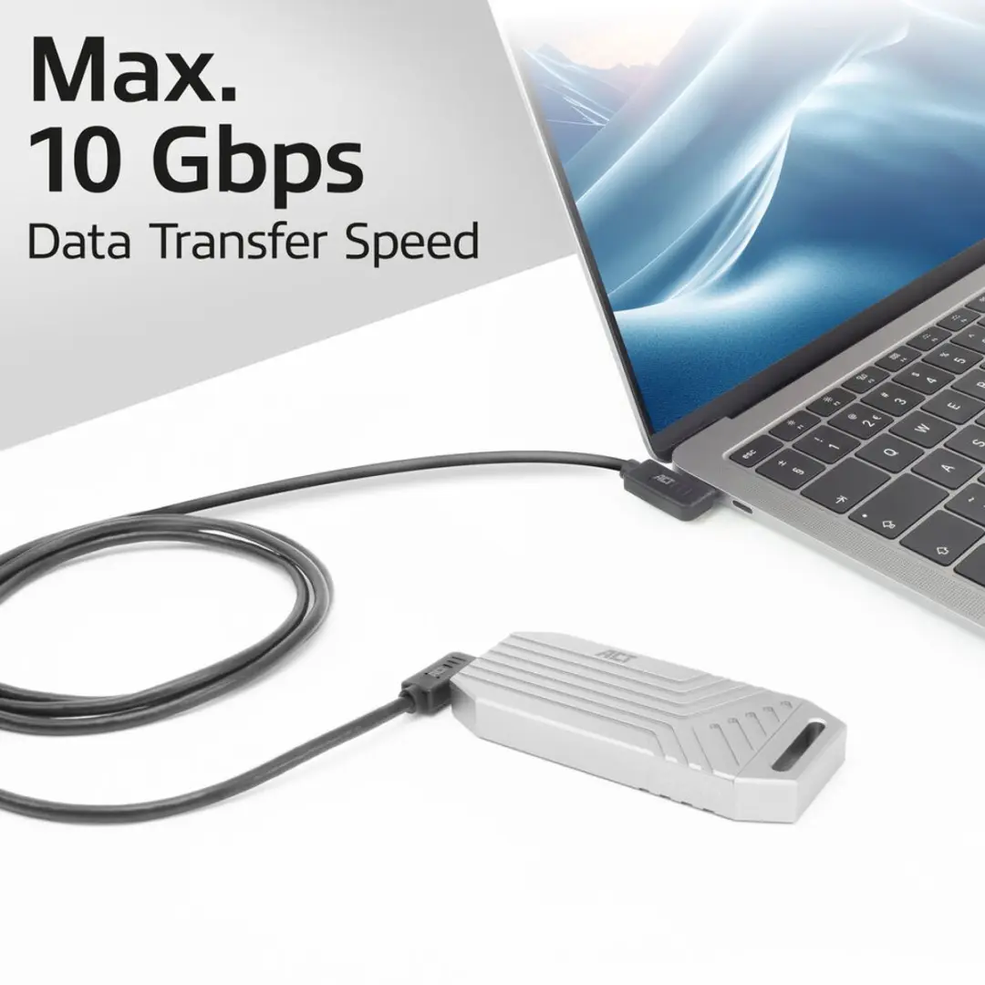 ACT AC7486 USB Type-C Kabel 10Gbps 60W 0.5m - Zwart