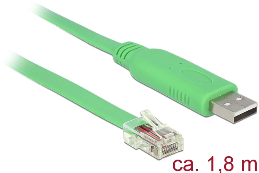 Delock USB-A naar RJ45 RS232 Adapter - 1,8m - Groen - afbeelding 6 van 6
