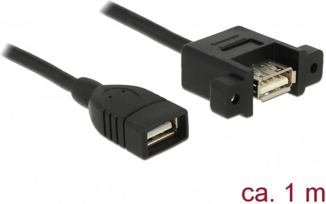 Delock USB 2.0 Kabel A naar A 1m - Zwart