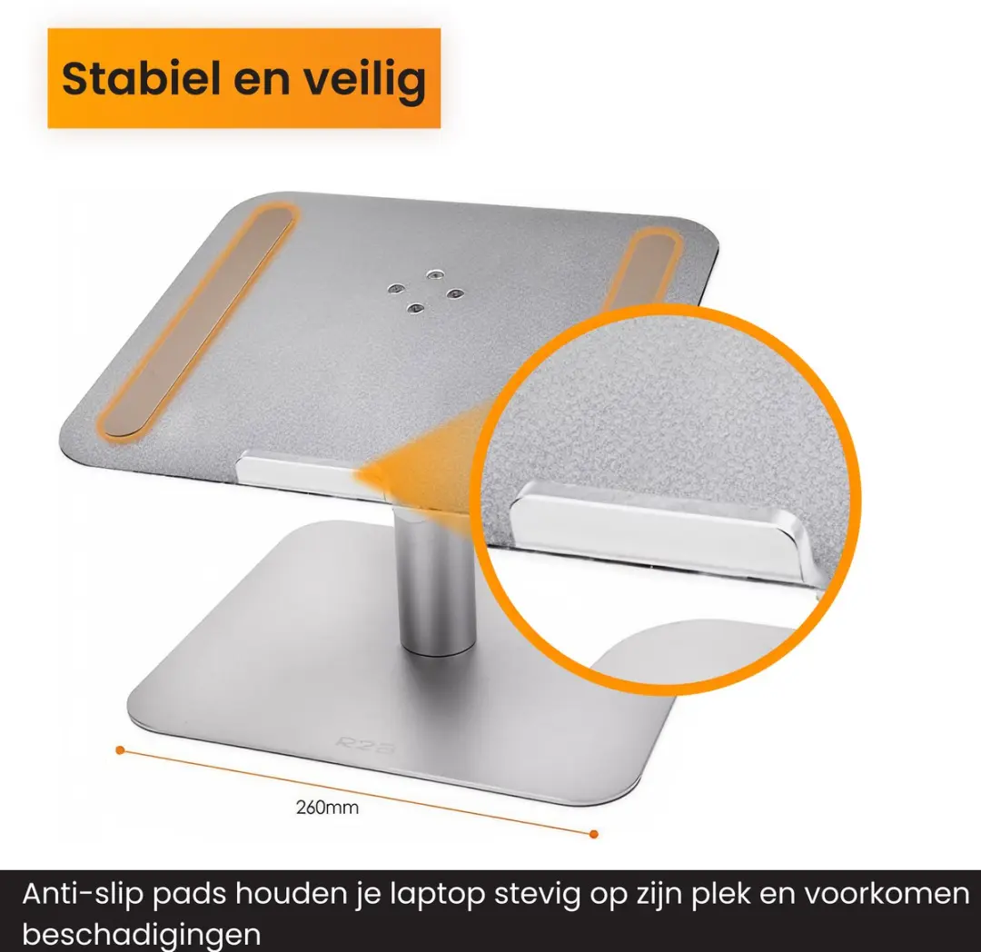 R2B Waalwijk Laptopstandaard 360° - 10-17 inch - Zilver