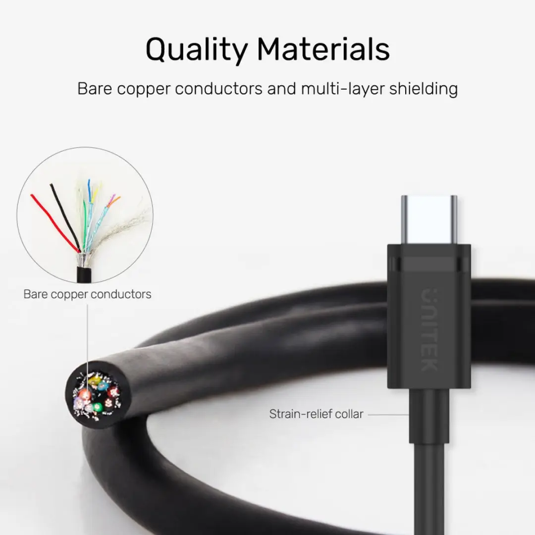 Unitek USB-C Kabel 3.1 USB-A naar USB-C 1,5m - Zwart