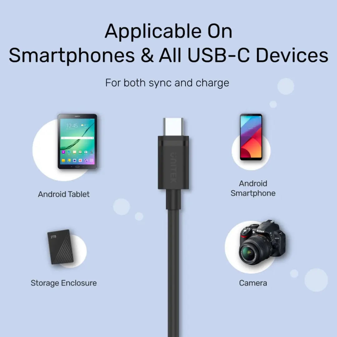 Unitek USB-C Kabel 3.1 USB-A naar USB-C 1,5m - Zwart