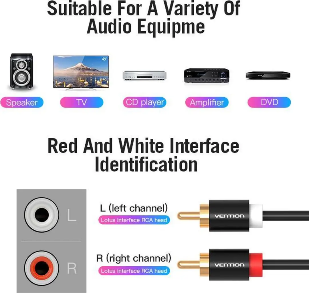 Vention VAB-R06-B300 Audiokabel RCA - 3m - Zwart