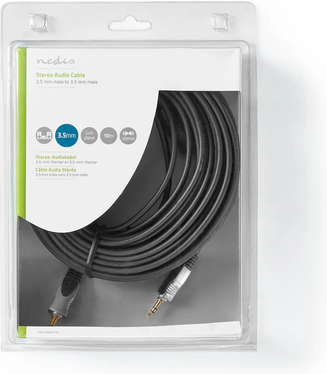 Nedis CAGC22000AT100 Stereo-Audiokabel 10m - Verguld - Antraciet