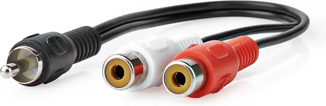 Nedis Subwooferkabel RCA 2xM naar 2xV - 0,2m - Zwart - afbeelding 6 van 6