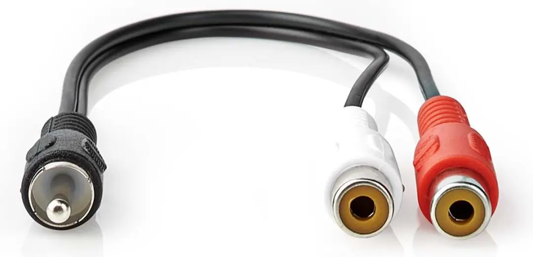 Nedis Subwooferkabel RCA 2xM naar 2xV - 0,2m - Zwart