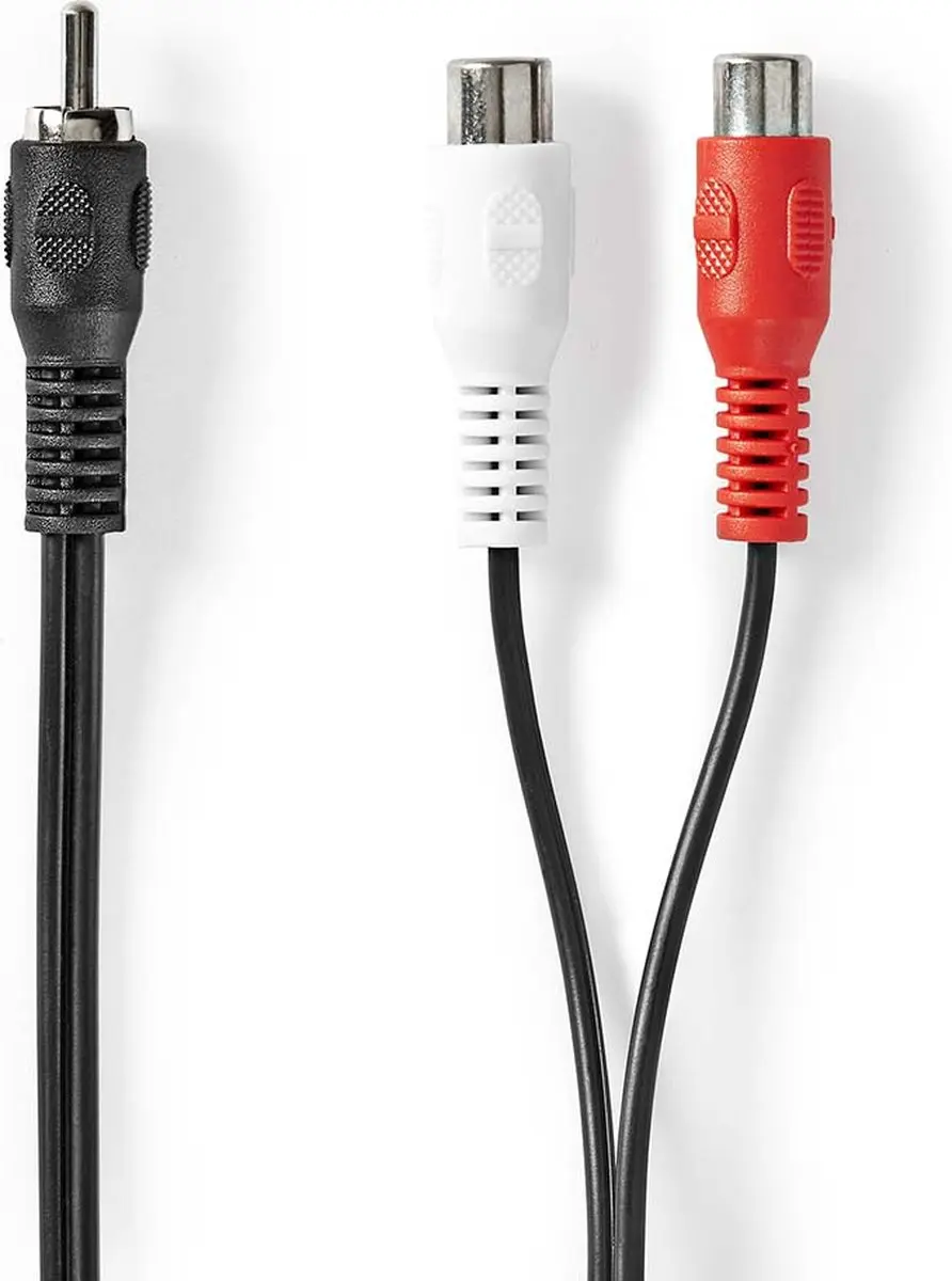 Nedis Subwooferkabel RCA 2xM naar 2xV - 0,2m - Zwart