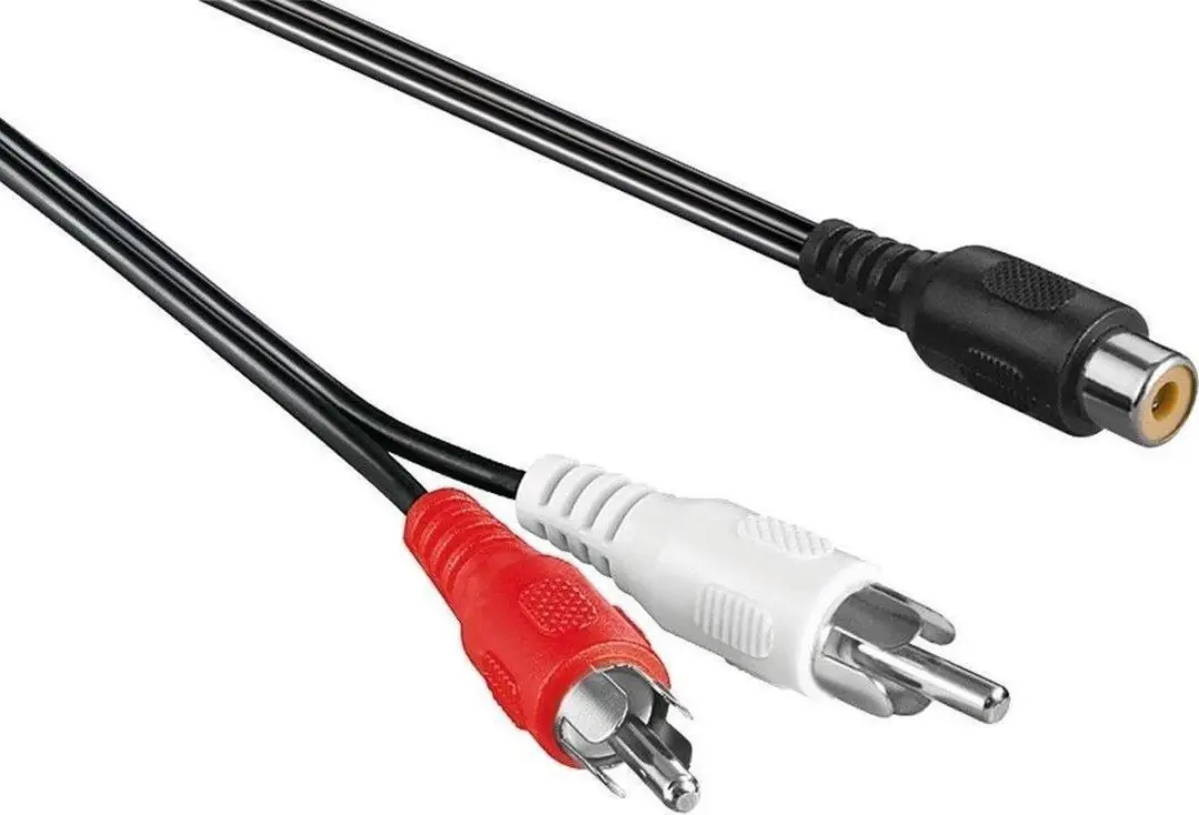 Nedis Subwooferkabel RCA 2xM naar 2xV - 0,2m - Zwart