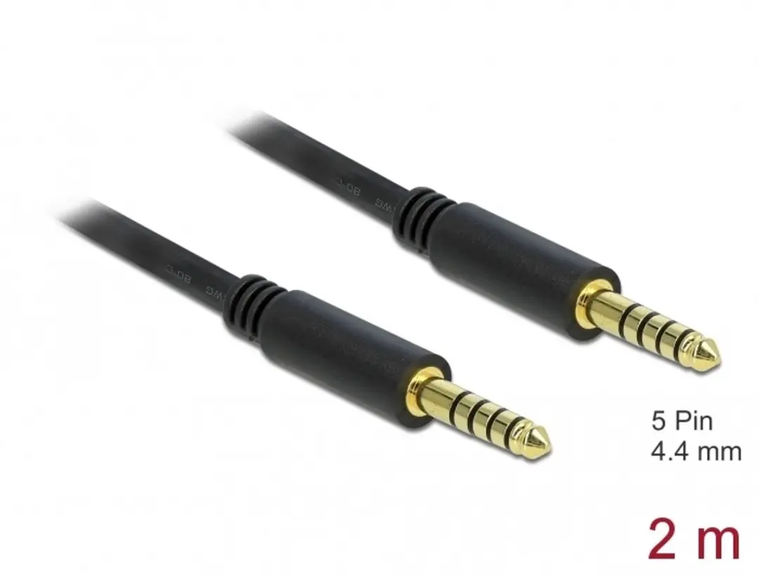 Delock 4,4mm Jack Kabel - Gebalanceerd Stereo AWG24 - 2m - Zwart