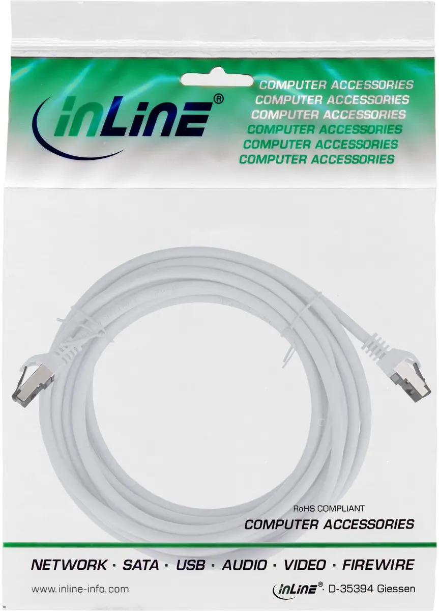 InLine S/FTP CAT8.1 Netwerkkabel 40Gbps - 7,5m - Wit