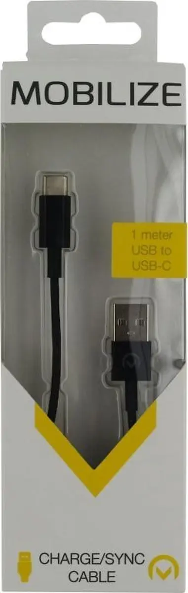 Mobilize Charge/Sync Kabel USB-C 1m - Zwart