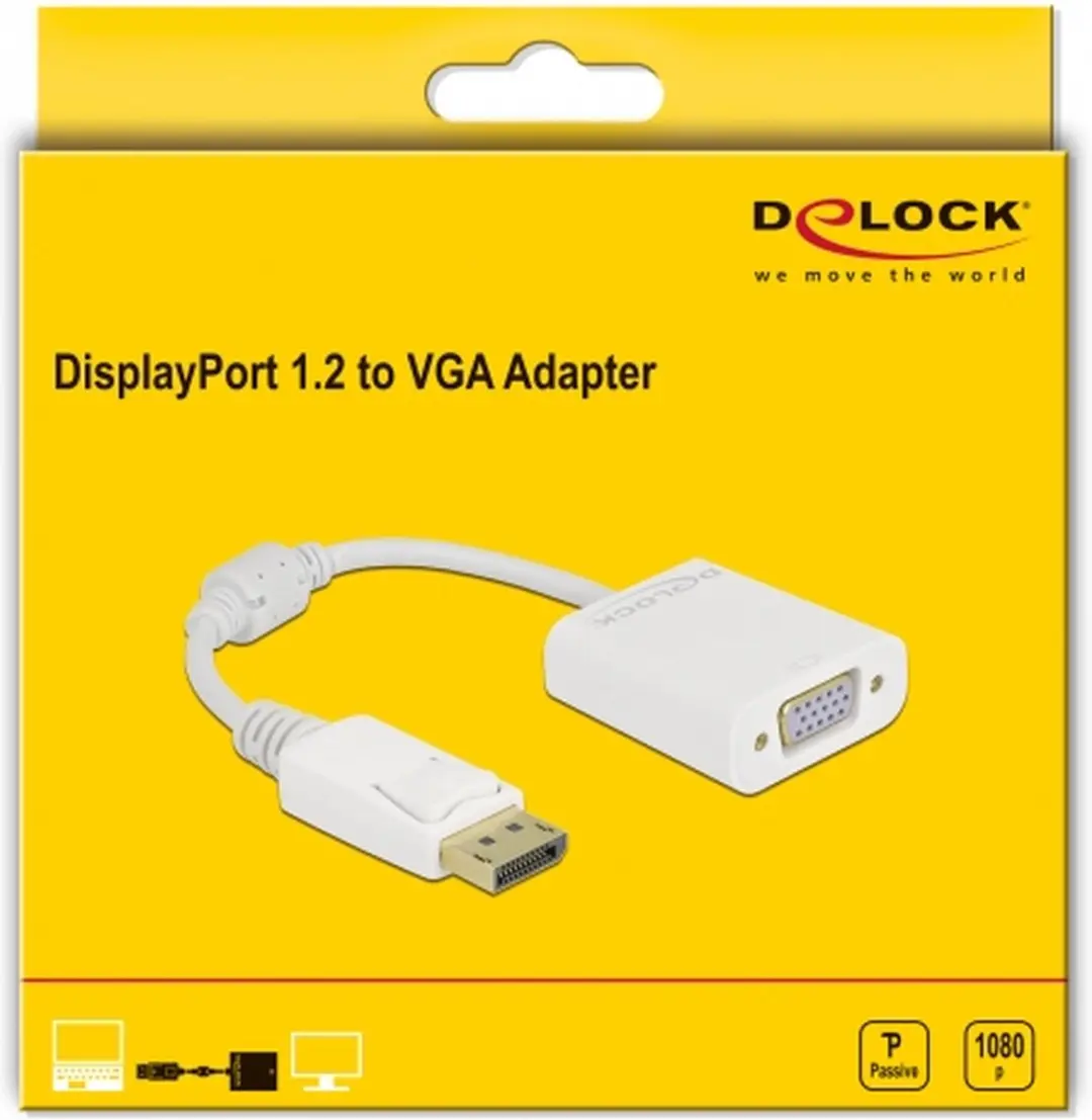 Delock DisplayPort 1.2 naar VGA Adapter - Wit