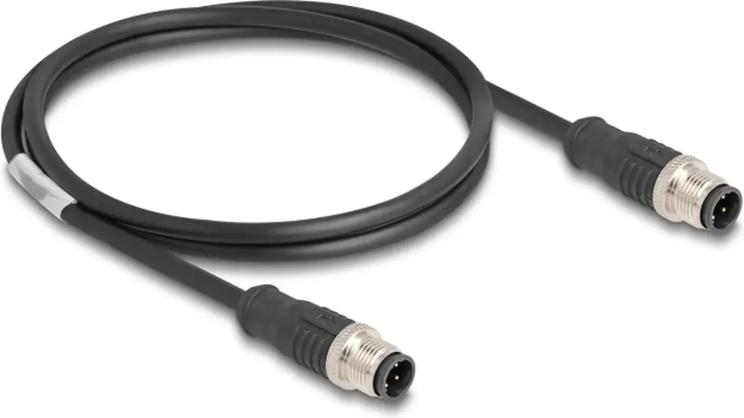 Delock M12 4-pins CAT5e Netwerkkabel 1m - Zwart