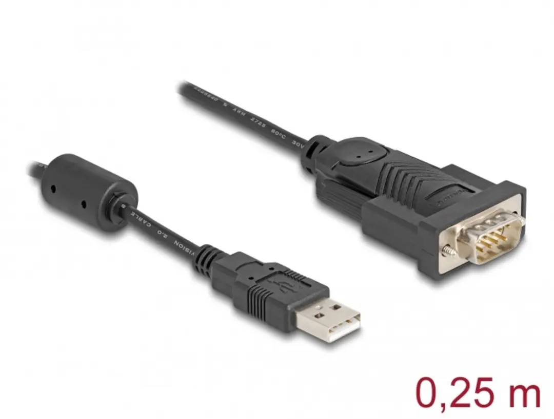 Delock USB 2.0 naar RS-232 Adapter 9-pin M - 0,25m - Zwart