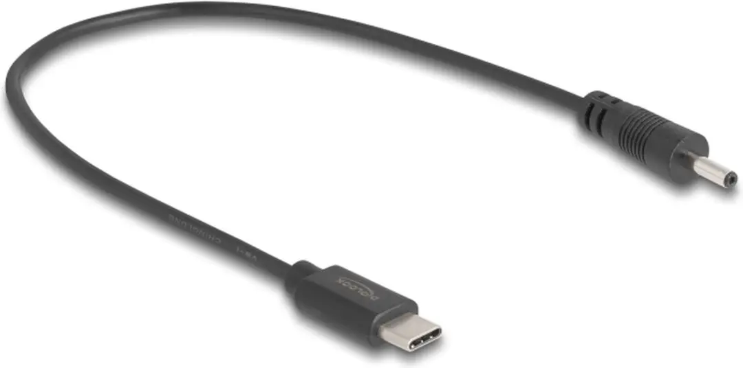 Delock USB-C naar DC-kabel 3,0x1,0mm - 0,25m - 5V/0,7A - Zwart