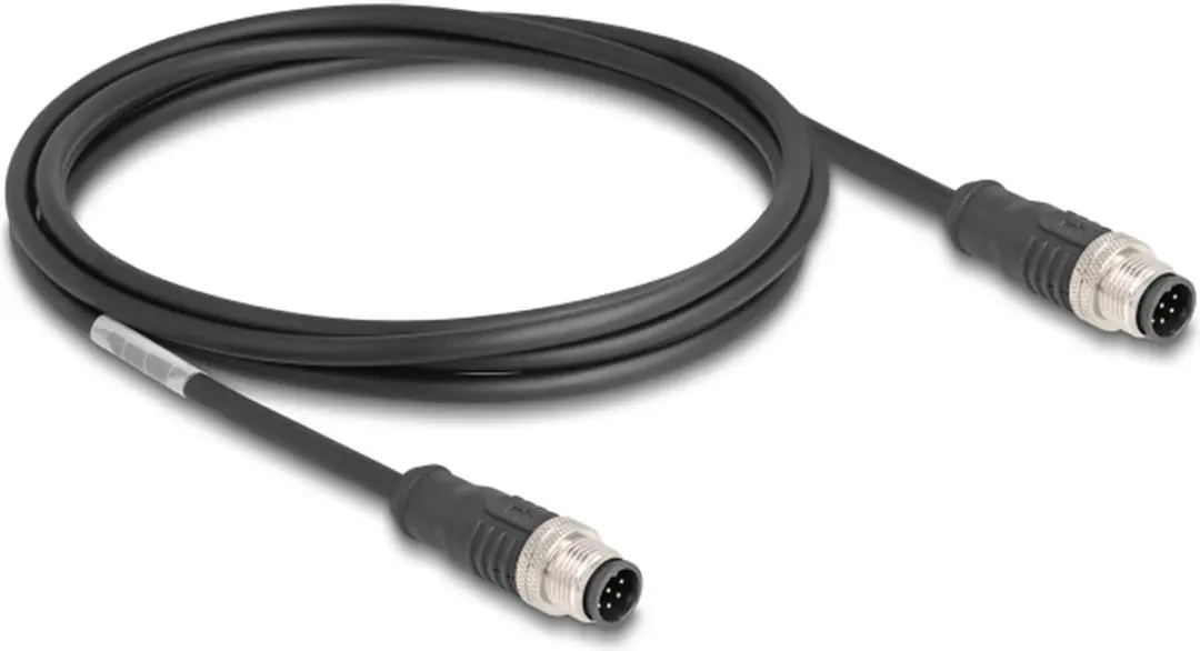 Delock M12 8-pins A-gecodeerde Netwerkkabel CAT5e 2m - Zwart