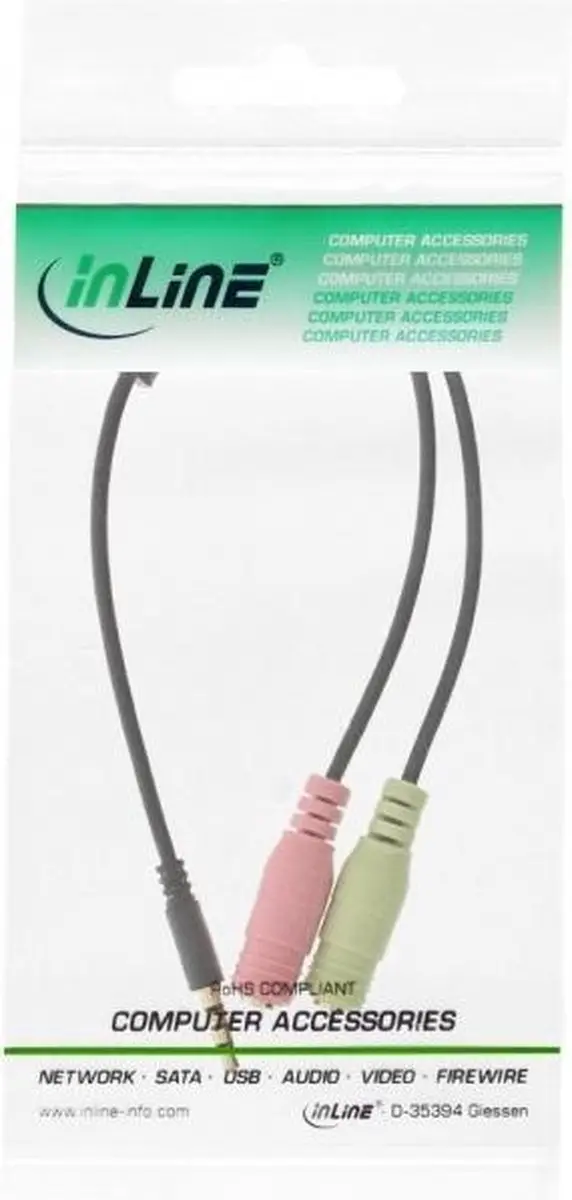 InLine 3,5mm 4-polig Headsetadapter CTIA/AHJ - Verguld - 1m