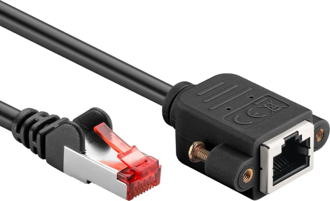 Goobay SFTP CAT6 Netwerkverlengkabel 5m - Inbouwconnector - Zwart