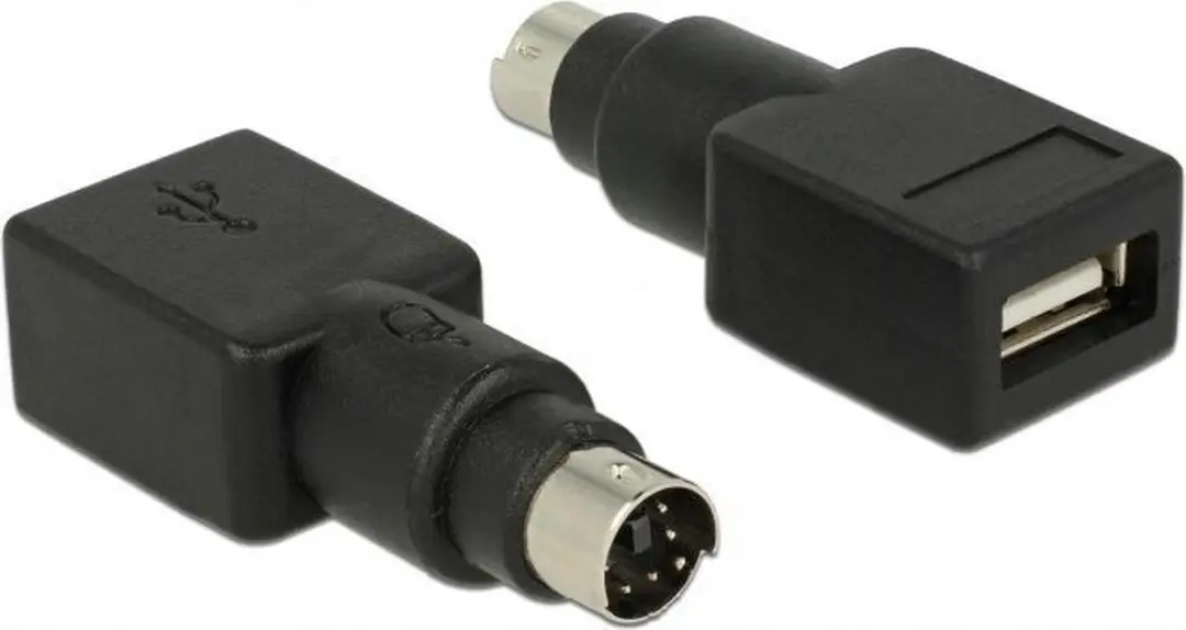 Delock Mini DIN 6-pins PS/2 naar USB-A Adapter - Zwart