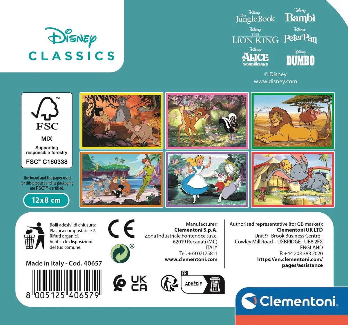 Clementoni Disney Classic 6 Blokken Puzzel - 6 Stuks