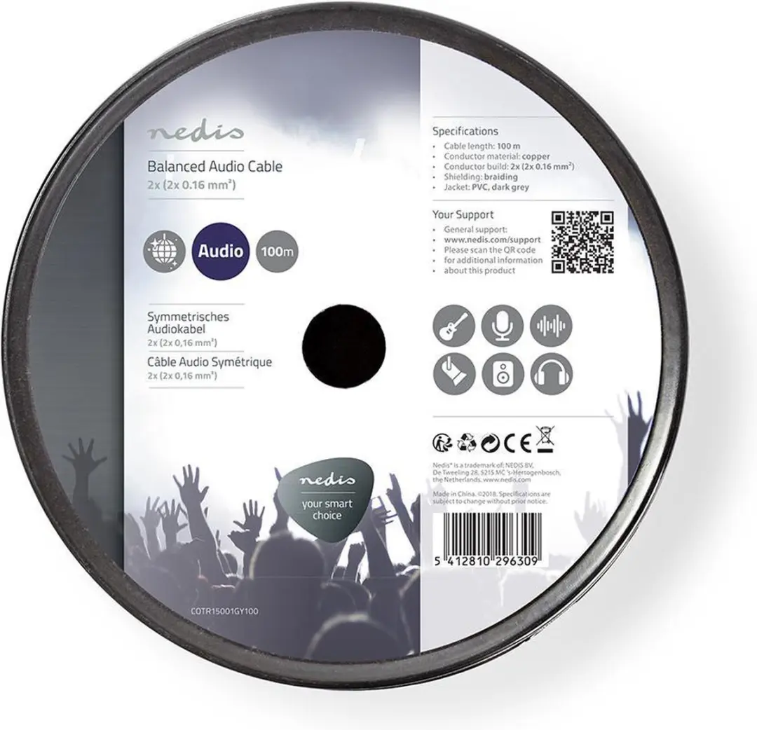 Nedis COTR15001GY100 Audiokabel 100m - 4x0.16mm²