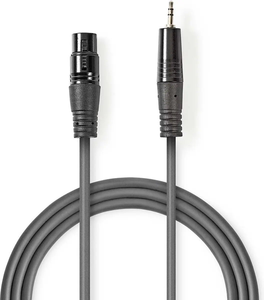 Nedis Gebalanceerde Audiokabel XLR 3-Pins Male 3,5mm Male 1,5m - Donkergrijs