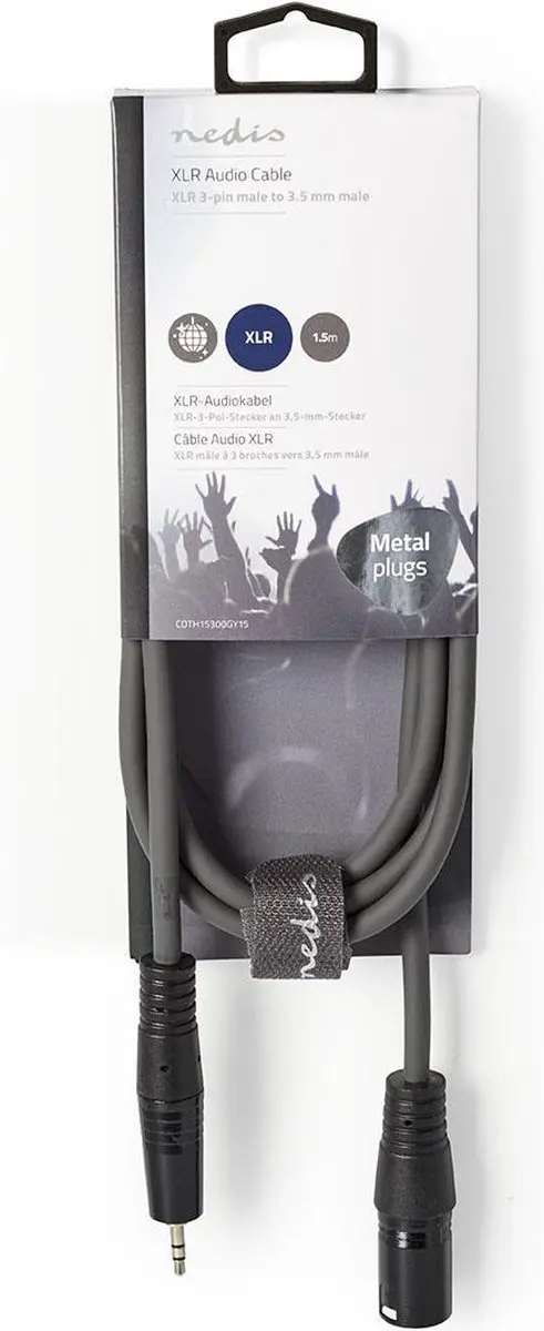 Nedis Gebalanceerde Audiokabel XLR 3-Pins Male 3,5mm Male 1,5m - Donkergrijs