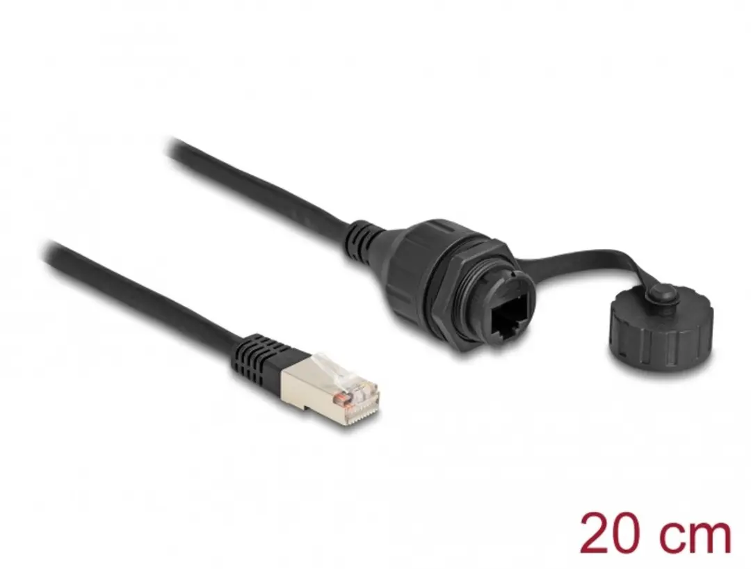 Delock RJ50 Mannelijk-Vrouwelijk Kabel 20cm - IP67 Zwart