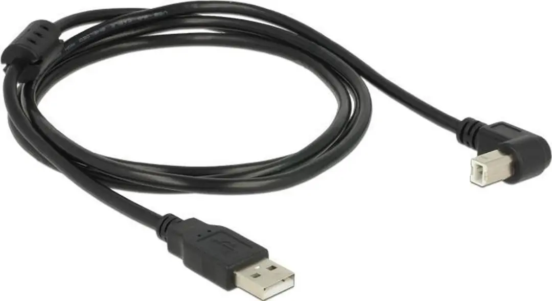 Delock USB-A naar USB-B Haaks Kabel 2.0 - 1,5m - Zwart