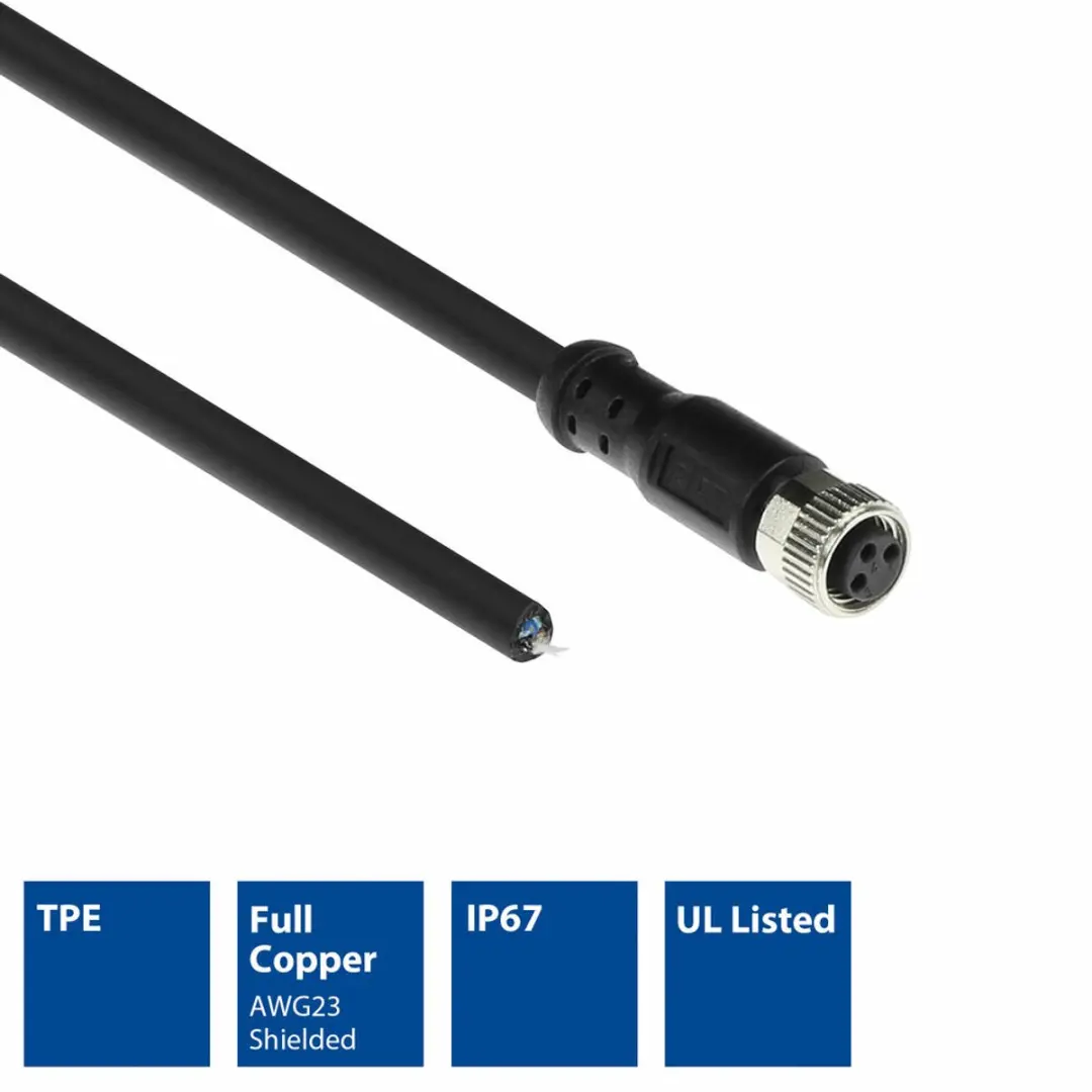 ACT Industrial 3m Sensor Kabel M8A 3-polig - Ultraflex TPE - Zwart