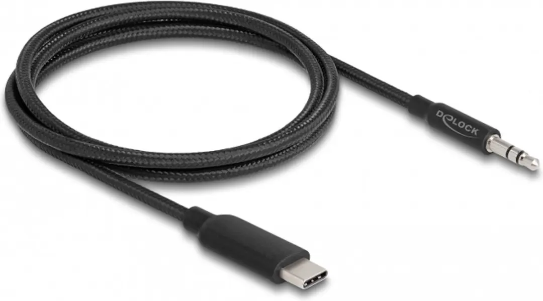 Delock USB Type-C naar 3.5mm Stereo Kabel 1m - Zwart