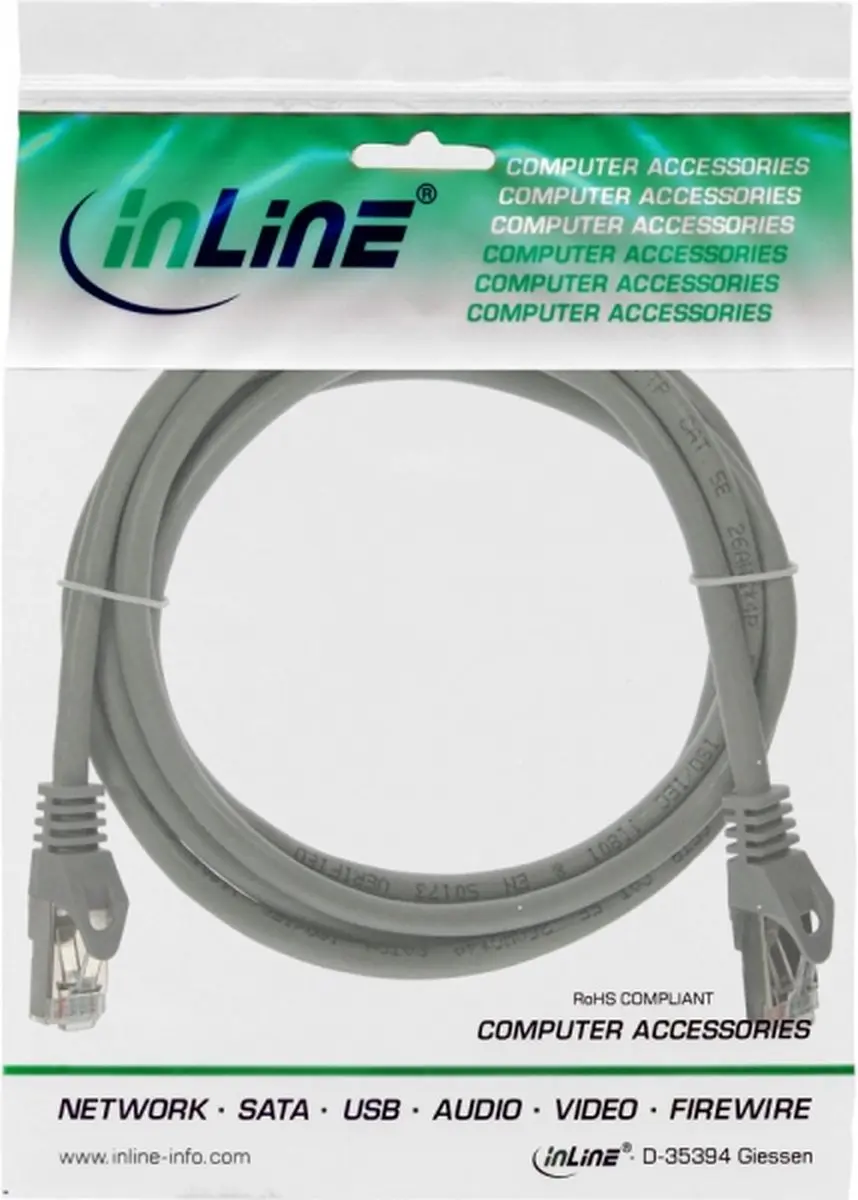 InLine Patchkabel Cat.5e U/UTP 1m - Grijs