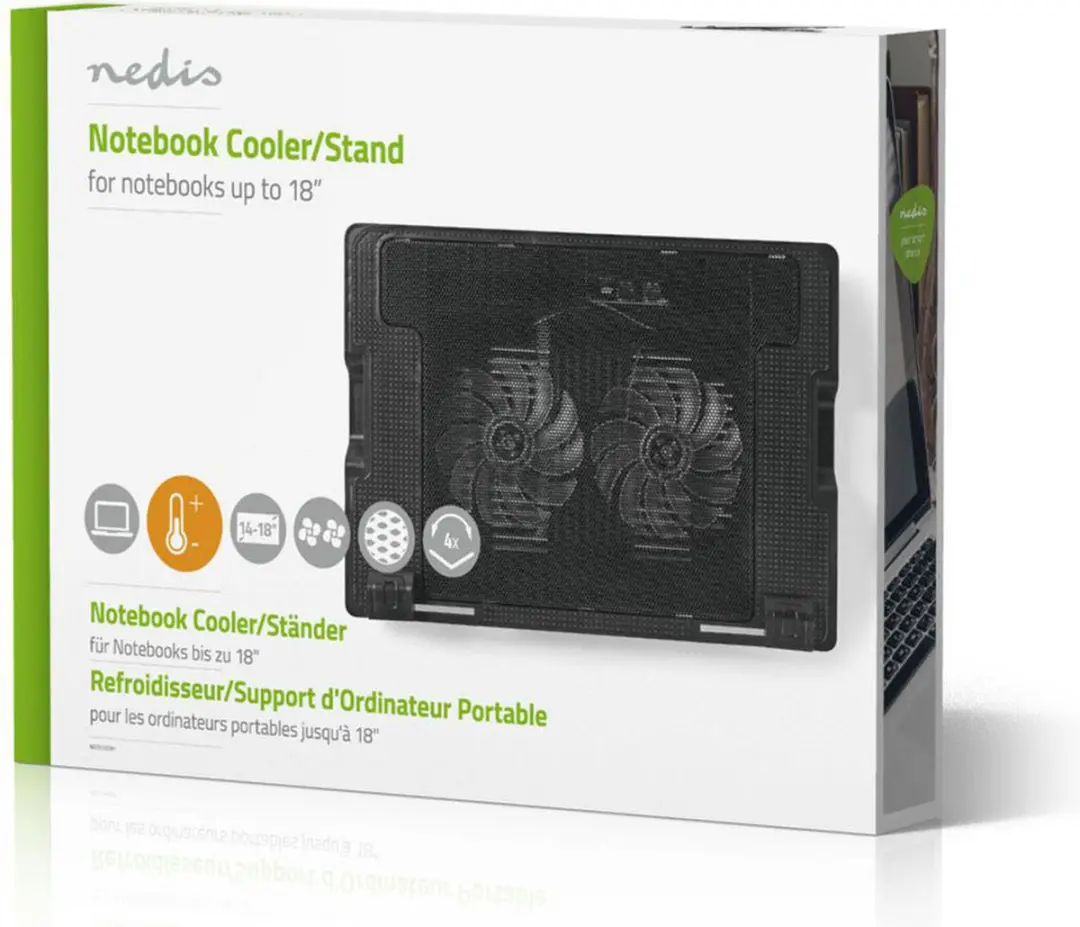 Nedis NBCR200BK Notebookstandaard 2 Ventilatoren - 18" - Zwart - afbeelding 6 van 6