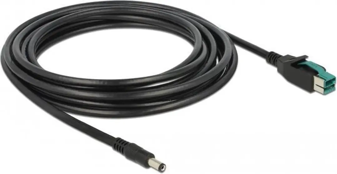 Delock PoweredUSB Kabel 12V Mannelijk - 4m - Zwart