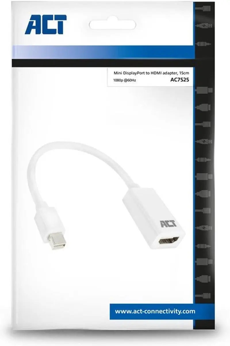 ACT AC7525 Mini DisplayPort naar HDMI Adapter 1080P - Wit