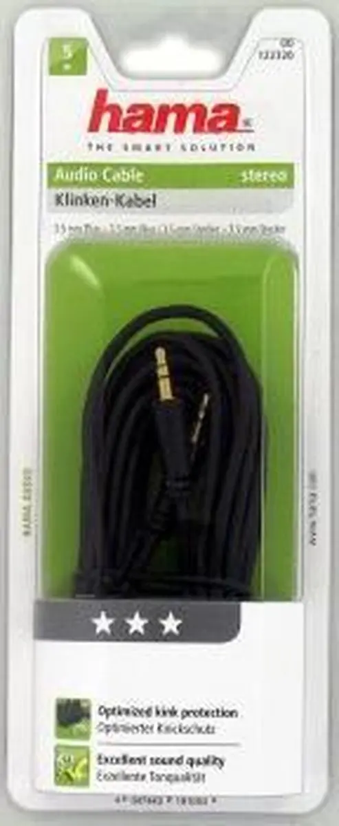 Hama Audiokabel 3.5mm Jack 5.0m - Kleurenmix