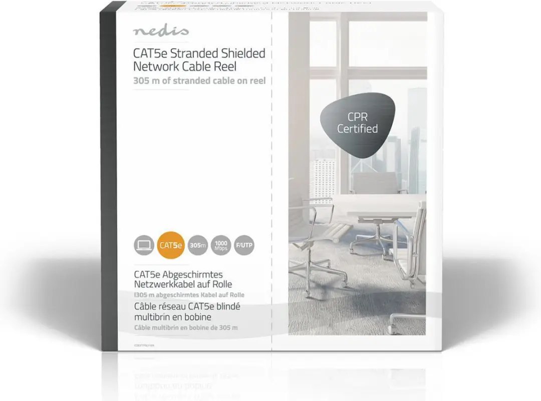 Nedis CAT5e Netwerk Kabel Rol 305m - Grijs