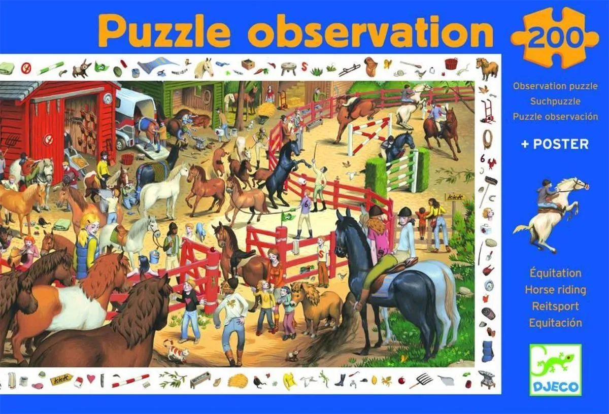 Djeco Drukte op de manege Puzzle 200 Stuks - DJ07454