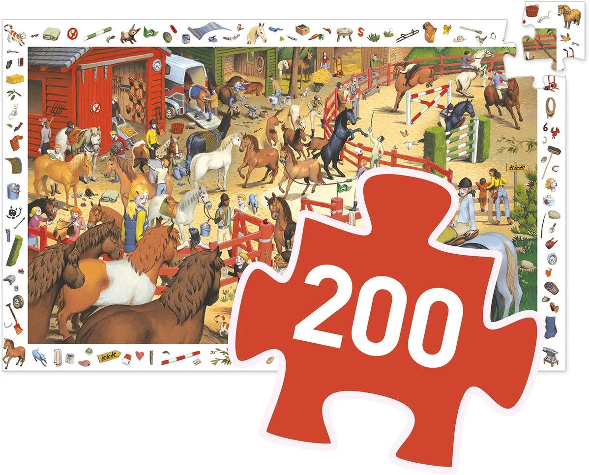 Djeco Drukte op de manege Puzzle 200 Stuks - DJ07454