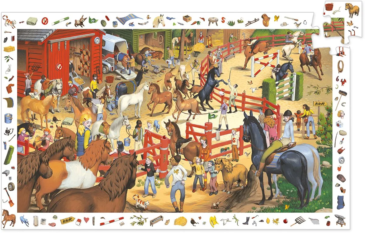 Djeco Drukte op de manege Puzzle 200 Stuks - DJ07454