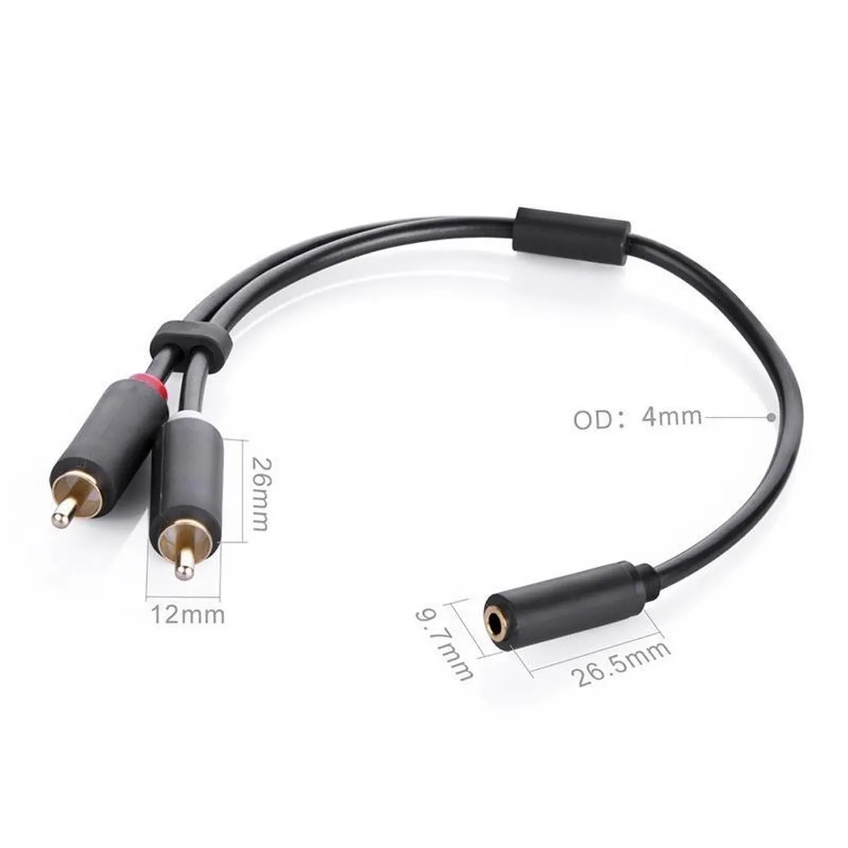 UGREEN 3.5mm Audio Jack naar 2xRCA Kabel - Zwart