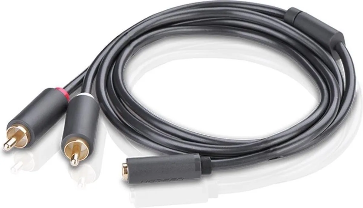 UGREEN 3.5mm Audio Jack naar 2xRCA Kabel - Zwart