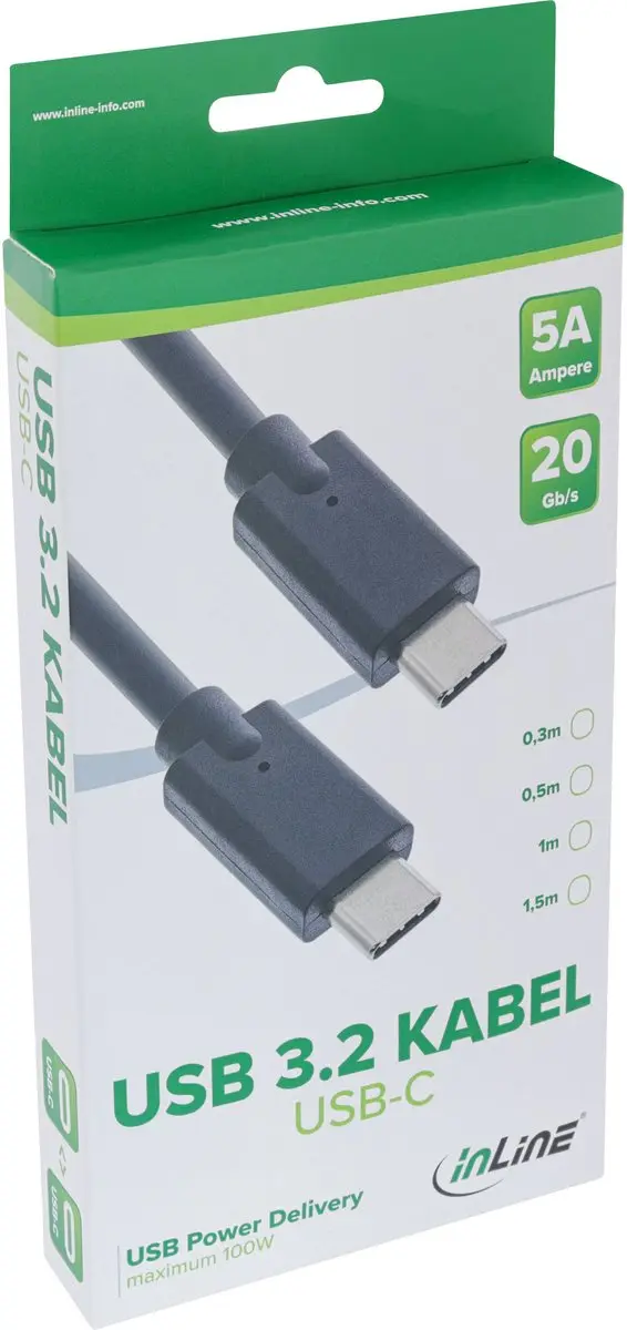 InLine USB-C Kabel USB 3.2 Gen 2x2 1m - Zwart
