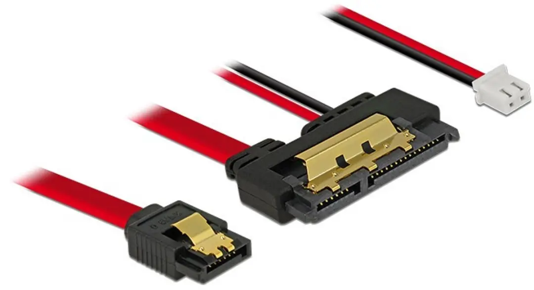 Delock SATA 6Gb/s Kabel 10cm - 7+2 pin naar 22 pin - Zwart