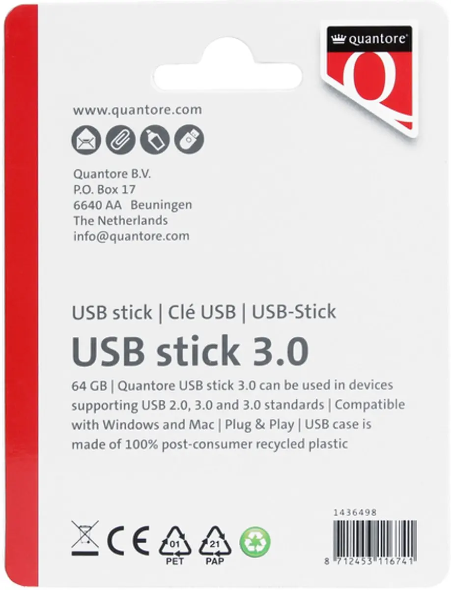 Quantore USB-A 3.0 64GB USB-Stick - Zwart