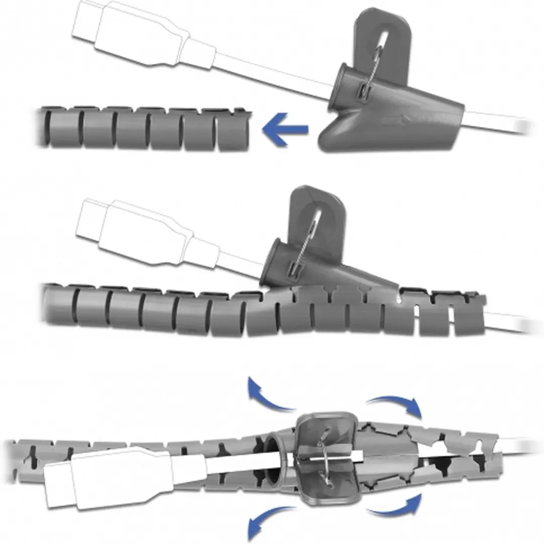 Delock Spiraalslang 2,5m x 25mm - Grijs